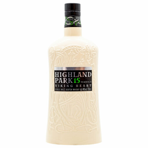 Whisky in weißer Keramikflasche: Highland Park 15 Years Viking Heart