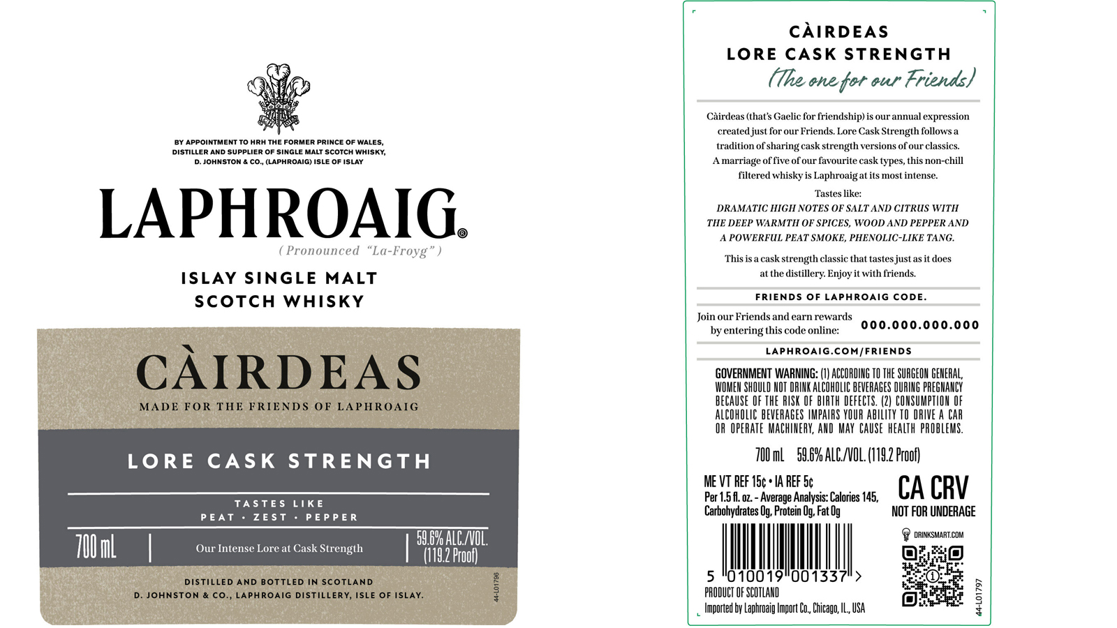 Label des Laphroaig Cairdeas 2025 Lore Cask Strength in der TTB-Datenbank